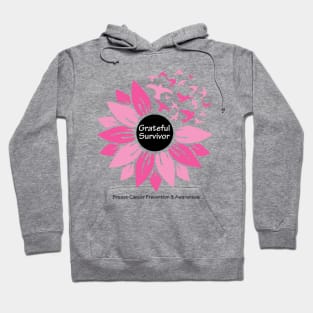 Breast cancer survivor flower & birds with white black type Hoodie